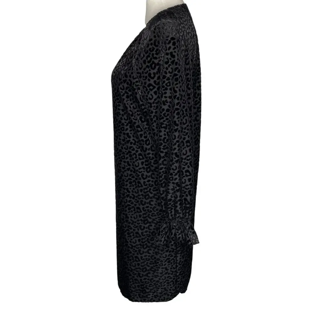 Nine West Velvet Burnout Shift Dress Black Leopard Print Size 16 Holiday Party - Picture 8 of 16